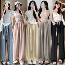 Pregnant womens summer hemp wide-leg pants Yamamoto pants new texture milk fu ice silk pants trousers maternity pants spring and summer thin style