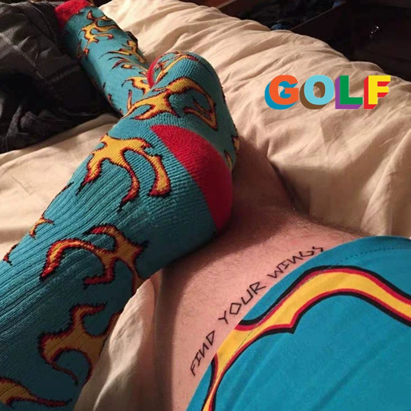 Spot Golf wang ngọn lửa màu xanh giữa vớ vớ cotton dày khăn dưới nam và nữ thể thao vớ thương hiệu - Vớ hàng tuần