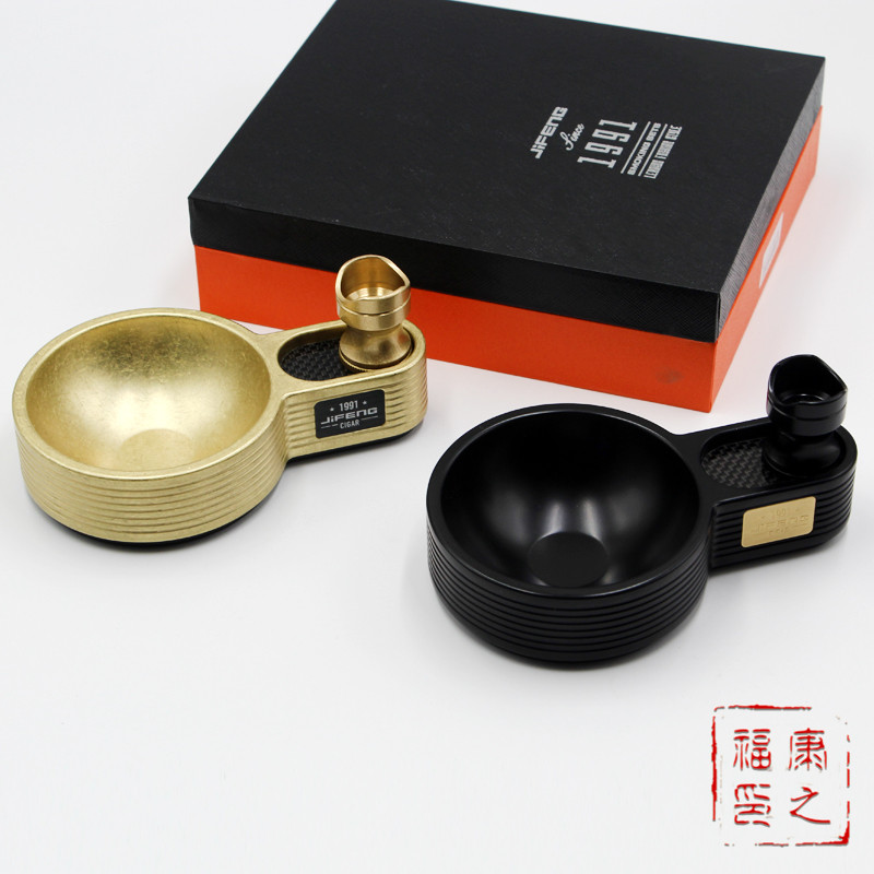 JiFENG monsoon cigar ashtray copper metal ashtray with magnet cigar holder hole punch