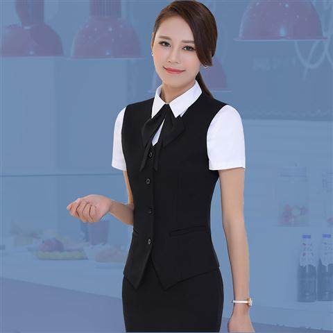 Spring and Autumn Slim Suit Vest Women's Short Women's Waistcoat OL Professional Wear Work Wear Vest Formal Work Wear Suit