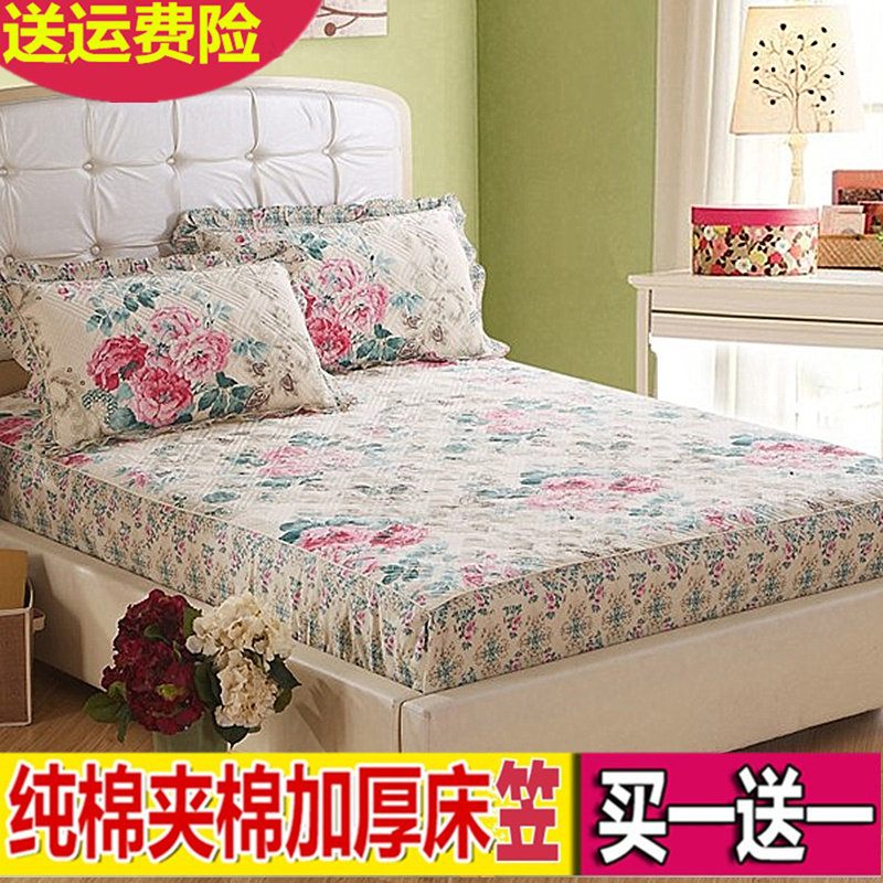 All-cotton clamp cotton bed Hat Single Bed Hood Pure Cotton Thickened 1 5 m 1 8m2 Schildreth bed cushion sleeve Non-slip protective sheath