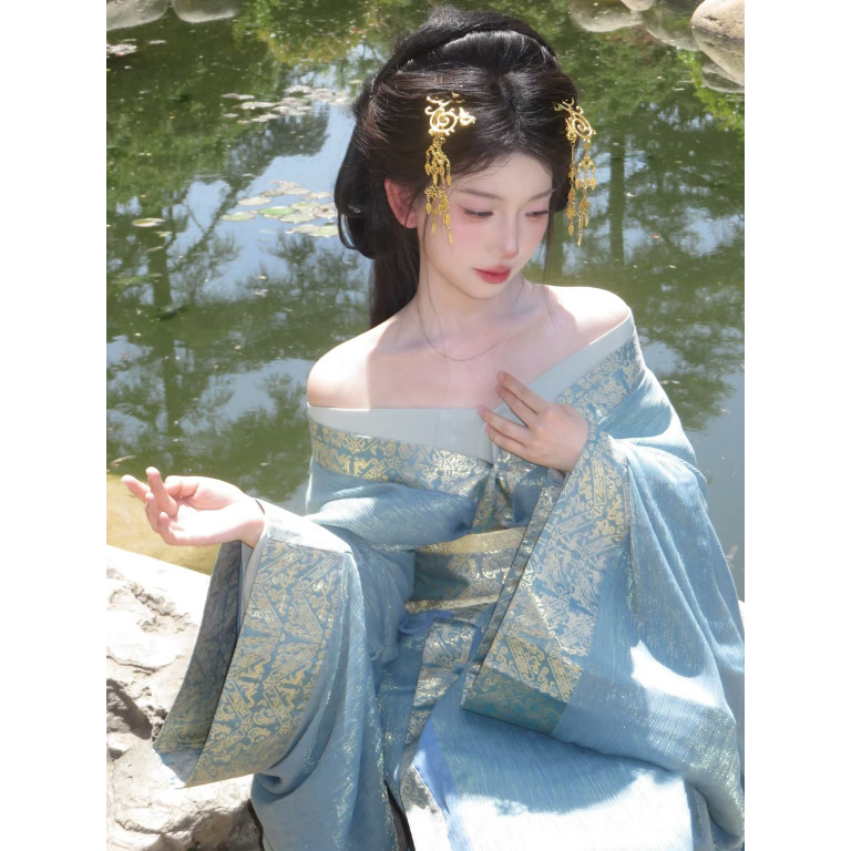 The latest and most beautiful sengoku robe han dynasty women's blue fairy  costume in 25 years