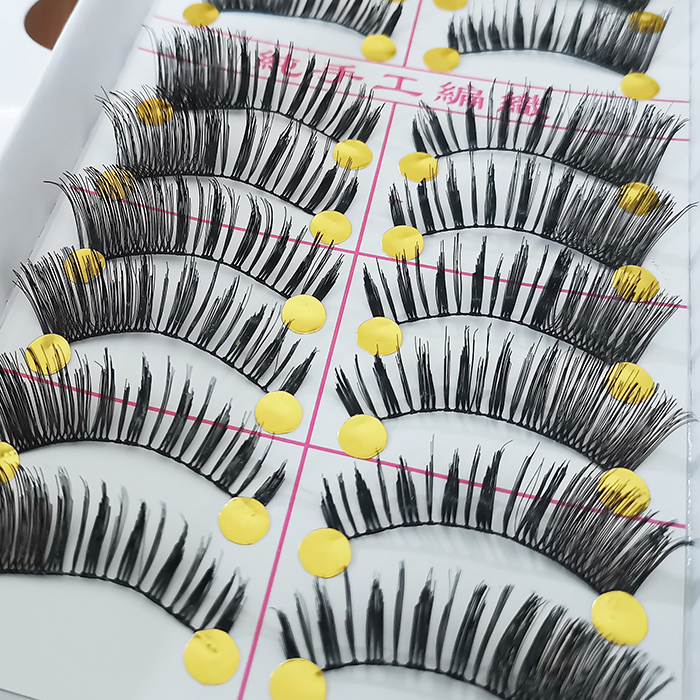 Automatic batch of Taiwan pure handmade false eyelash eyetail lengthened thick and dense eyelash H17 cotton thread stalk 10 pairs