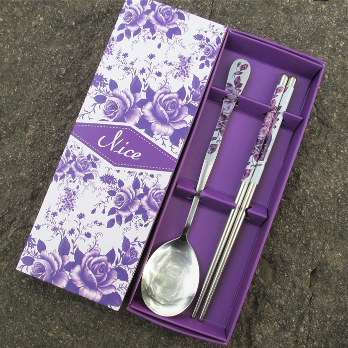 Auto Wholesale Wedding Birthday Gift-giving Gifts Two Pieces Of Rose Stainless Steel Cutlery Chopsticks