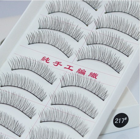 Automatic batch bay pure handmade false eyelashes natural nude makeup eyelashes 217# cotton thread stem 10 pairs