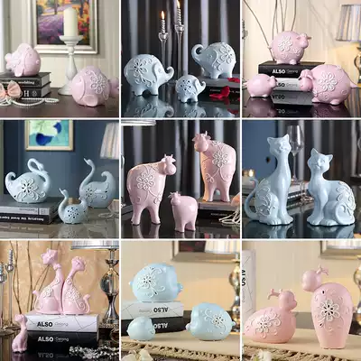 Home furnishings accessories creative simple modern decorations living room wine cabinet ornaments mini animal ceramic crafts