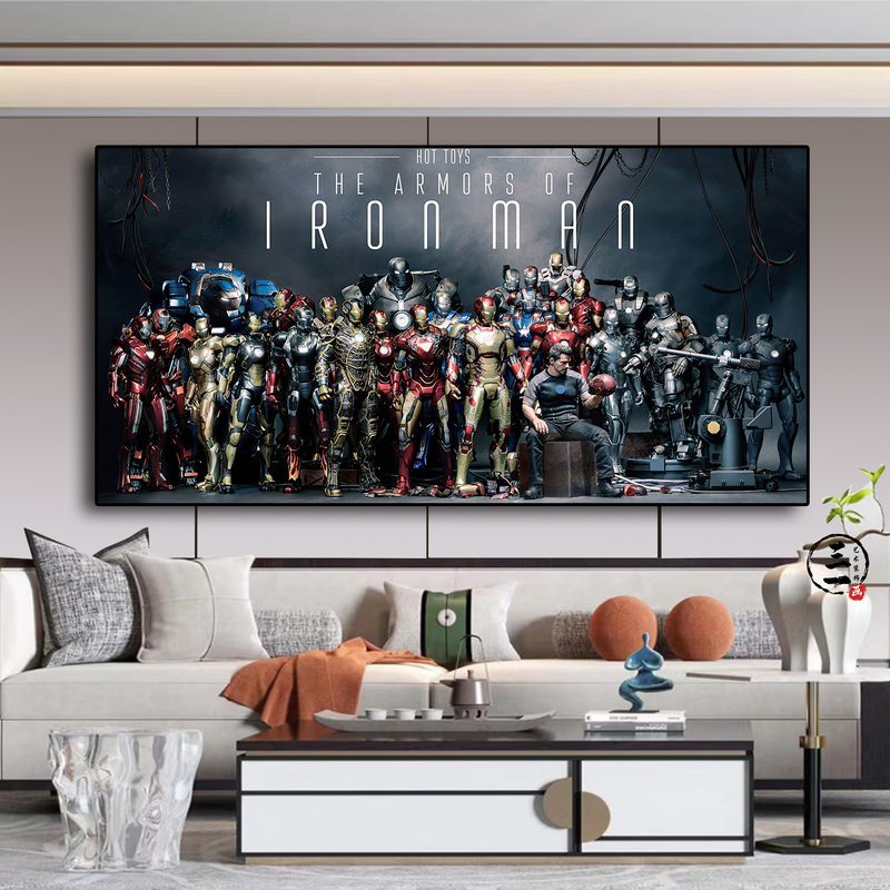 Marvel Avengers Wall Art Iron Man Spider-Man Living Room Decorative Painting E-Sports Boy Bedroom Headboard Mural