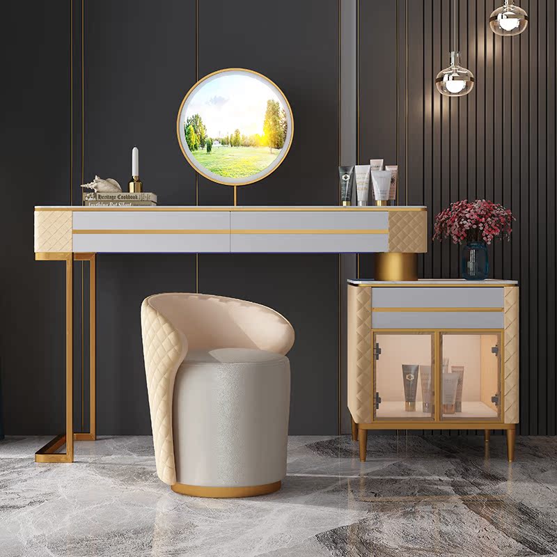 Light Extravagant Advanced Rock Board Cosmetic Bench accommodating cabinet One bedroom modern minimalist Small designer nets Red Cosmetic Table