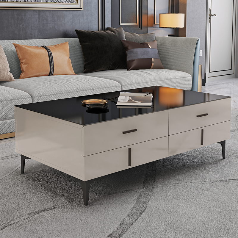 Italian minimalist tea table TV cabinet combination household small family living room furniture light luxury modern minimalist paint tea table