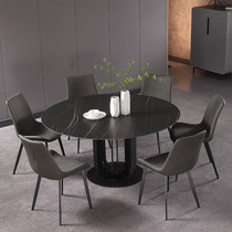 Italian minimalist rock board table round simple modern small family table ins marble turntable table