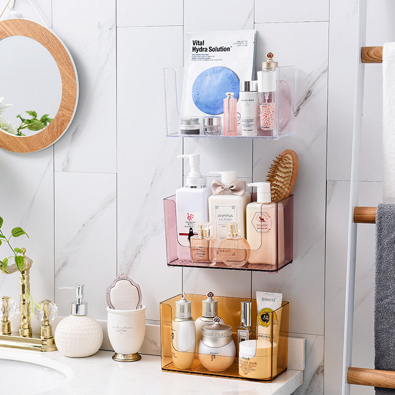 Powder room rack free punch toilet toilet washstand wall cosmetic suction cup rack mask wall rack