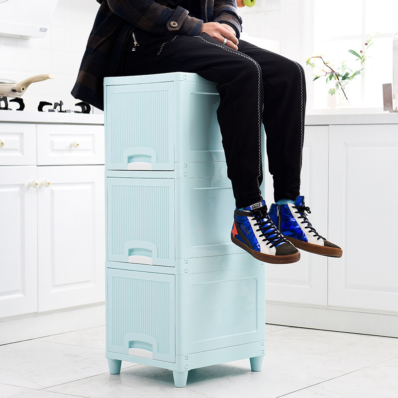 30CM crevice flip storage cabinet plastic storage cabinet children's multi-layer finishing cabinet kitchen bathroom gap cabinet