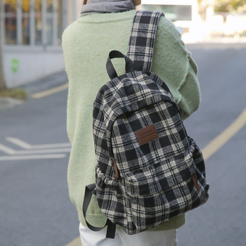 2026 New Autumn and Winter Stylish Plaid College Student Backpack with Unique Design for Class and Travel