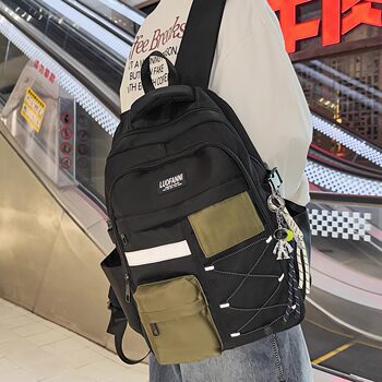 Schoolbags for Men and Women, Reflective Workwear Style, Burden-Reducing Backpacks, Large-Capacity Backpacks for Junior High School Students, Mountaineering Travel Backpacks