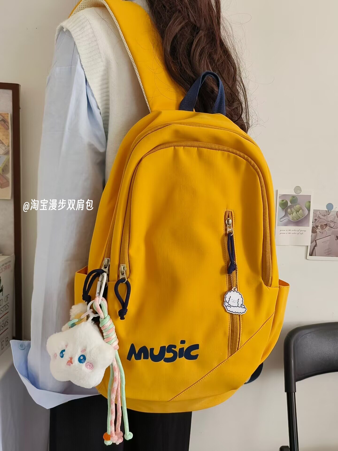 School Bag for Female Middle School Students, Simple and Versatile, Trendy Letter Backpack, Computer Bag, Hiking Travel Bag, Backpack for College Students, Trendy