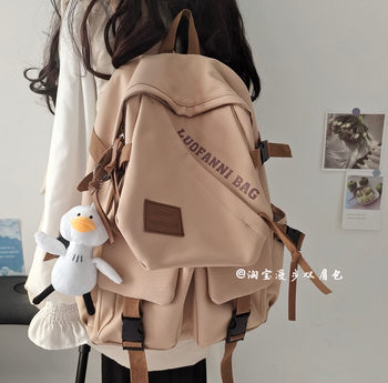 Backpack for Female College Students, Japanese Style, Simple, Retro, Trendy Brand ins Original Niche Design, School Bag for Primary and Secondary School Students, Lightweight and Burden-Reducing