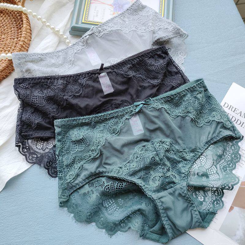 New multicolored mid-waist transparent web yarn lace casings sexy seductive hollowed-out fashion Triangle pants women-Taobao