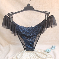 Export Europe and the United States foreign trade tail single underwear Female sense large size lace mesh fat MM briefs Lace perspective underpants
