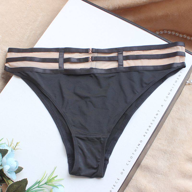 Europe and the United States tail single black half pack hip ice silky panties high fork leg long sexy seduction women breathable briefs
