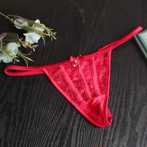 Europe and the United States Red life underwear female sense T pants hollow rope pants Lace low-rise mesh womens thong