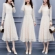 Váy mới mùa hè 2021 phù hợp cho phụ nữ đáy quần lớn một đường ren Hàn Quốc váy dài mỏng cổ chữ V - váy đầm