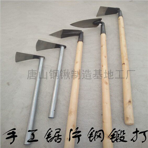 Digging bamboo shoots forging outdoor small pointed hoe Gardening vegetables and flowers weeding Agricultural tools Wooden handle flower hoe Spring steel hoe