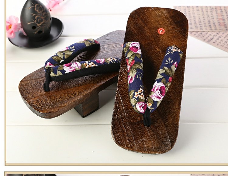 Đàn hibiscus hai răng lật COS đôi nam nữ đôi giày dép bằng gỗ kiểu giày Nhật Bản giao hàng trực tiếp vớ hai răng dép hot