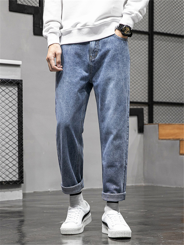 Men's jeans autumn and winter 2020 new fashion brand loose straight tube trend versatile thick casual pants