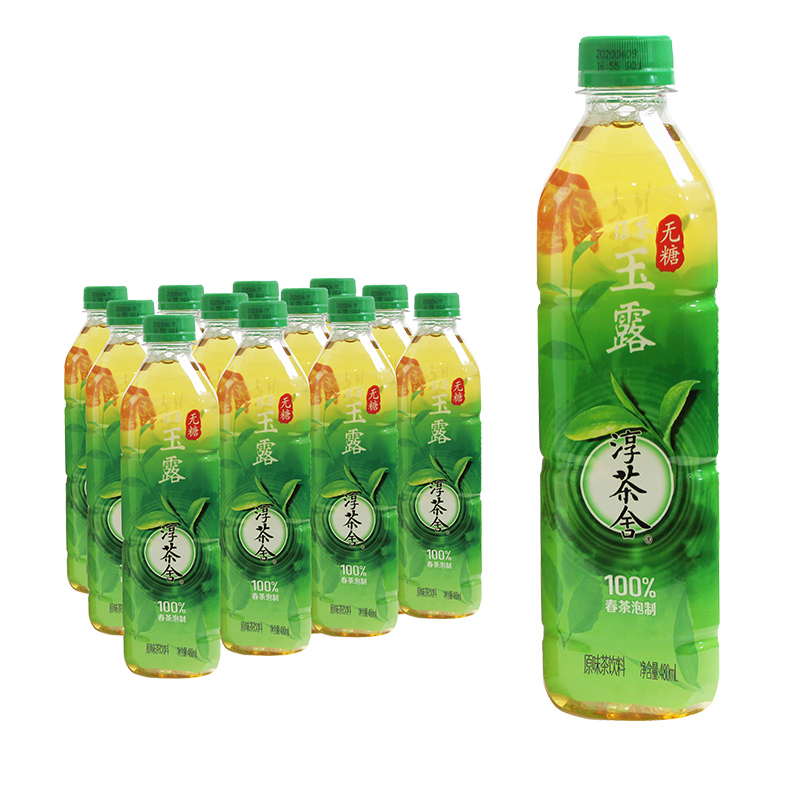 可口可乐淳茶舍瓶装自带甘甜玉露无糖绿茶饮料整箱装480ml*12-实得惠省钱快报