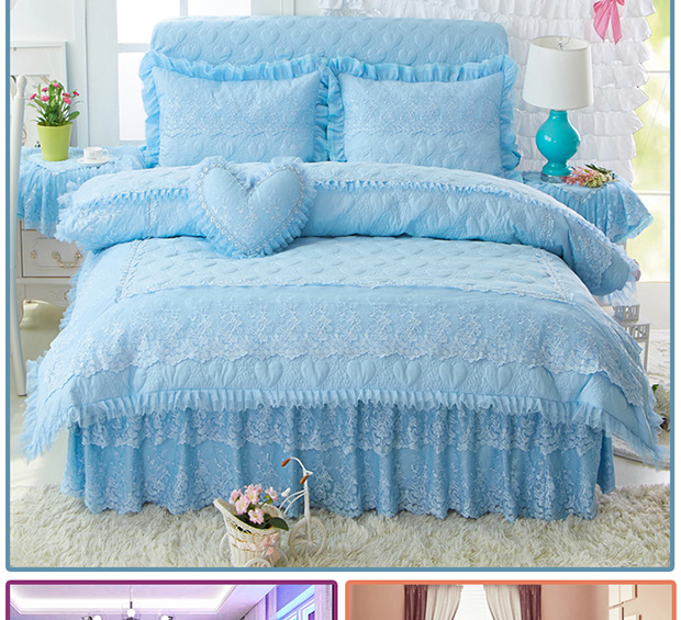 Chăn ren ba bốn bộ đơn dễ thương kiểu công chúa châu Âu kiểu giường cotton tinh khiết đôi đơn giường 1,5 / 1,8m - Quilt Covers chăn siêu nhẹ