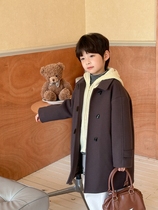 okaidi childrens clothing winter boys thickened suit collar woolen coat childrens solid color handsome woolen casual coat
