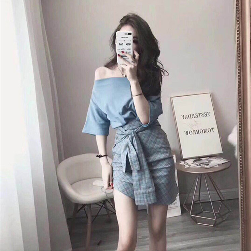 2022 new summer women's clothing, ladies, little ladies, temperament, short stature, with 155 high two-piece suit skirt