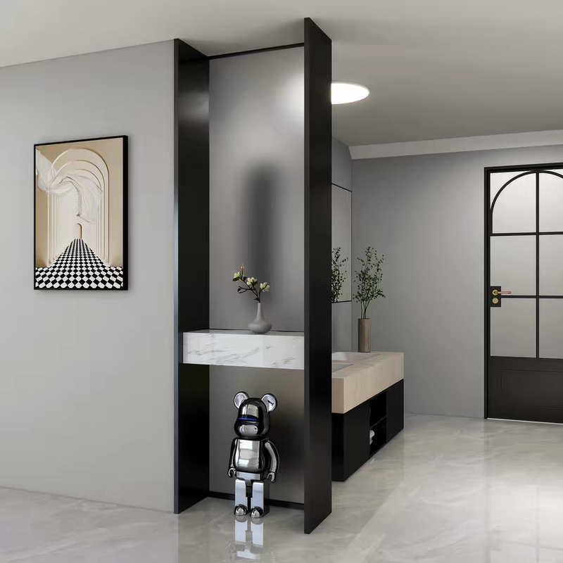 Light Luxury Style Entrance Partition Tempered Glass Screen Bathroom Sink Half-Dry and Wet Separation Storage Rack Light Luxury Style Entrance Partition Tempered Glass Screen Bathroom Sink Half-Dry and Wet Separation Storage Rack