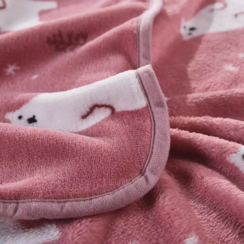 Flannel tấm màu hồng màu xanh thời trang dễ thương chăn điều hòa chăn lông cừu san hô chăn mùa xuân và mùa thu mùa đông chăn giải trí - Ném / Chăn chăn nhung