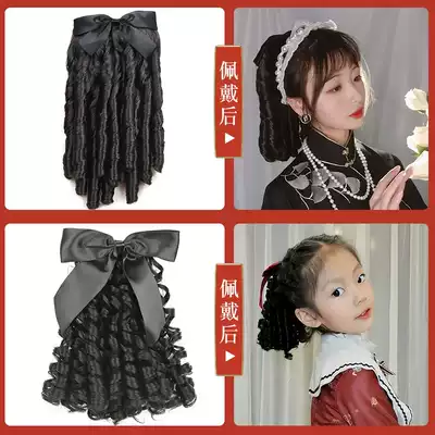 Roman roll wig Princess roll ponytail film cheongsam Republic of China curls court Bow wig
