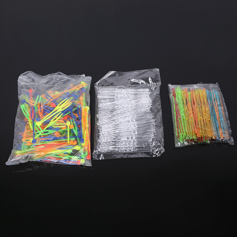 Two - tooth fruit fork fruit - sign color transparent fork fruit fork fork KTV colored bamboo feast