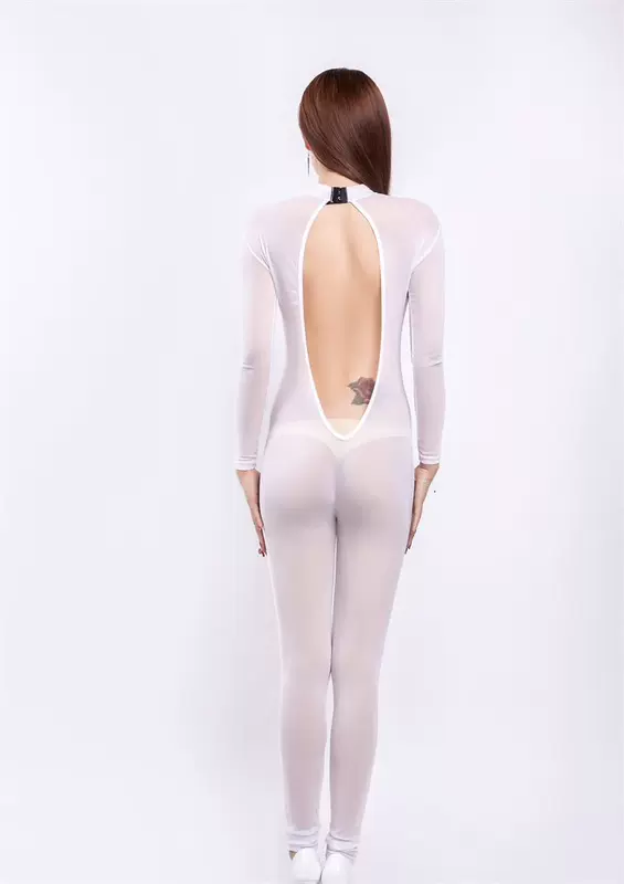 Siêu mỏng cao co giãn dài tay áo lót một mảnh lưới gợi cảm backless phù thủy trò chơi phù hợp với phụ nữ kết hợp đồ lót gợi cảm - Một mảnh