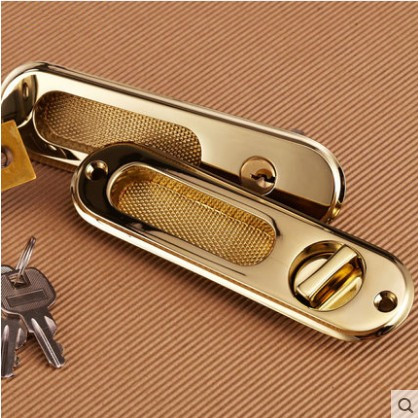 American golden sliding door lock light luxury folding door lock powder room sliding door hook lock kitchen black sliding door lock
