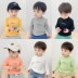 Baby T-shirt 2020 mùa xuân và mùa thu mặc mới màu rắn bán cổ cao cậu bé thủy triều dài tay đáy đầu bé của trẻ em. 