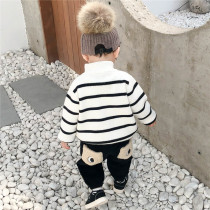 Baby sweater winter wear half high collar pullover plus velvet baby warm jacket boys thick knit sweater childrens clothes small