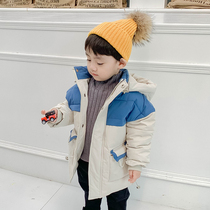 Childrens cotton coat 2020 winter new hooded cotton warm boy quilted jacket baby foreign style cotton baby jacket