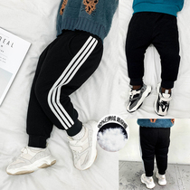 Baby down pants winter new solid color stripes thicken warm boys wear casual pants childrens sports pants tide