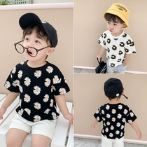 Boys T-shirt 2021 summer new full print baby short sleeve base shirt baby coat foreign style childrens clothes tide