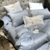 Đơn giản và tươi 60 miếng cotton satin dài bốn mảnh năm cánh sao thêu chăn bông Bộ đồ giường 1,8m - Bộ đồ giường bốn mảnh