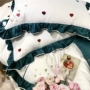 nơ Hàn Quốc 60 dài chủ yếu giường bông tình yêu thêu hit màu flounced gia đình bốn 1.8m - Bộ đồ giường bốn mảnh bộ chăn ga gối đệm cưới everon