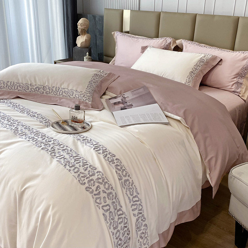 American 100 tribute satin long suede cotton pure cotton four sets light lavish BAO WEN embroidery full cotton quilts bedding bedding 1 8-Taobao