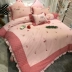 Công chúa phong cách màu hồng mùa thu và mùa đông ấm áp cotton cashmere chải bốn mảnh thêu anh đào dễ thương khâu ấm giường - Bộ đồ giường bốn mảnh Bộ đồ giường bốn mảnh