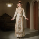 Golden Advanced Luxury Xiuhe Service 2023 Новая свадьба шампанского дракона и платье Phoenix китайская невеста