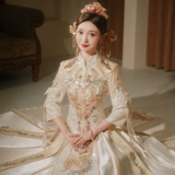 Golden Advanced Luxury Xiuhe Service 2023 Новая свадьба шампанского дракона и платье Phoenix китайская невеста