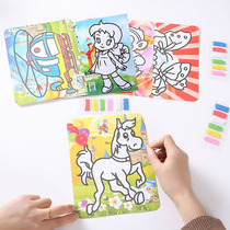 Sand Painting Colored Sand Girl Handmade Cute DIY Materials Parent-Child Educational Toys Colored Sand Painting Paper Vision